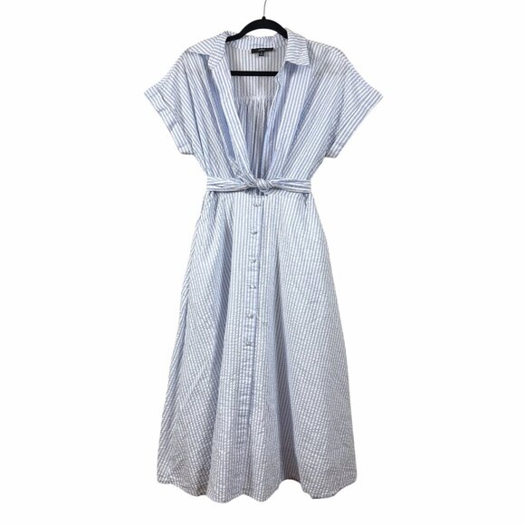 Lulu’s Adorable Impression White and Blue Midi Dress With Pockets Size M Medium - Picture 2 of 8